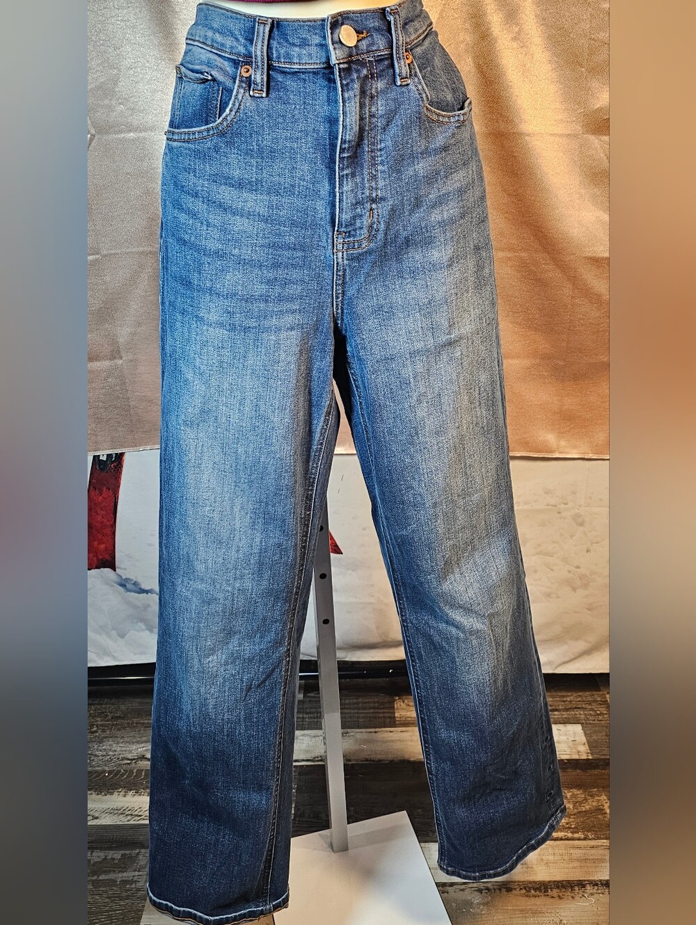 DU/ER Performance Denim High Rise Wide Leg Jeans Size 28 x 31 Medium Wash